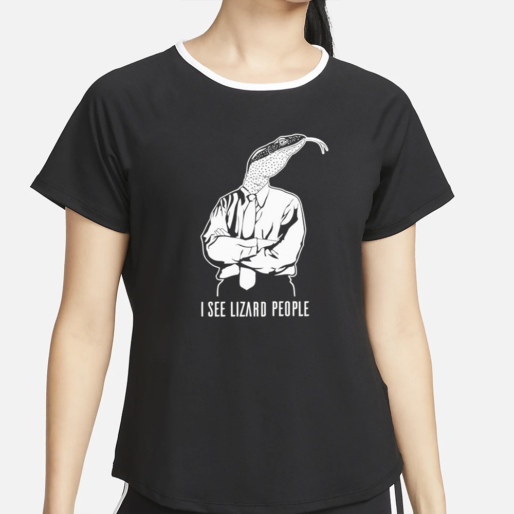 I See Lizard People Black T-Shirt4