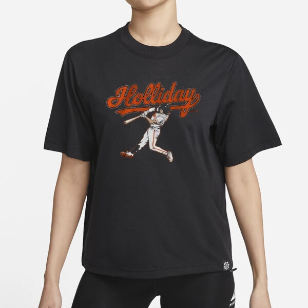 Jackson Holliday Orioles Slugger Swing T-Shirt2