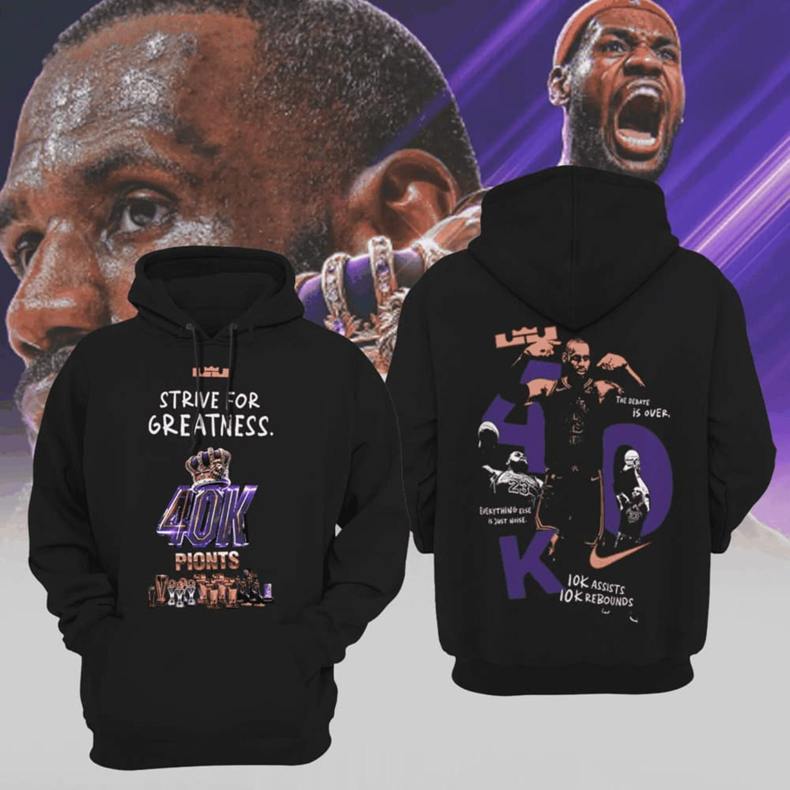 LA Lakers Lebron James 40K Points Hoodie 2 LA Lakers Lebron James 40K Points Hoodie