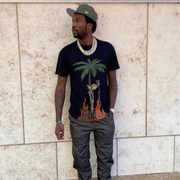 Meek Mill burning skeleton motif T-Shirt