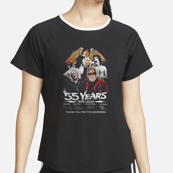 Queen Band 55 Years Of 1970-2025 Thank You For The Memories T-Shirt5