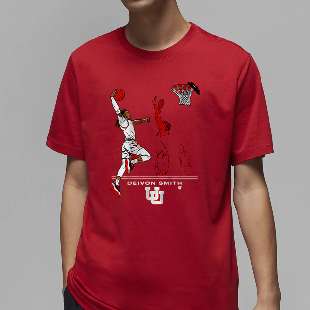 UTAH BASKETBALL DEIVON SMITH SUPERSTAR POSE T-SHIRT 4 UTAH BASKETBALL DEIVON SMITH SUPERSTAR POSE T-SHIRT2