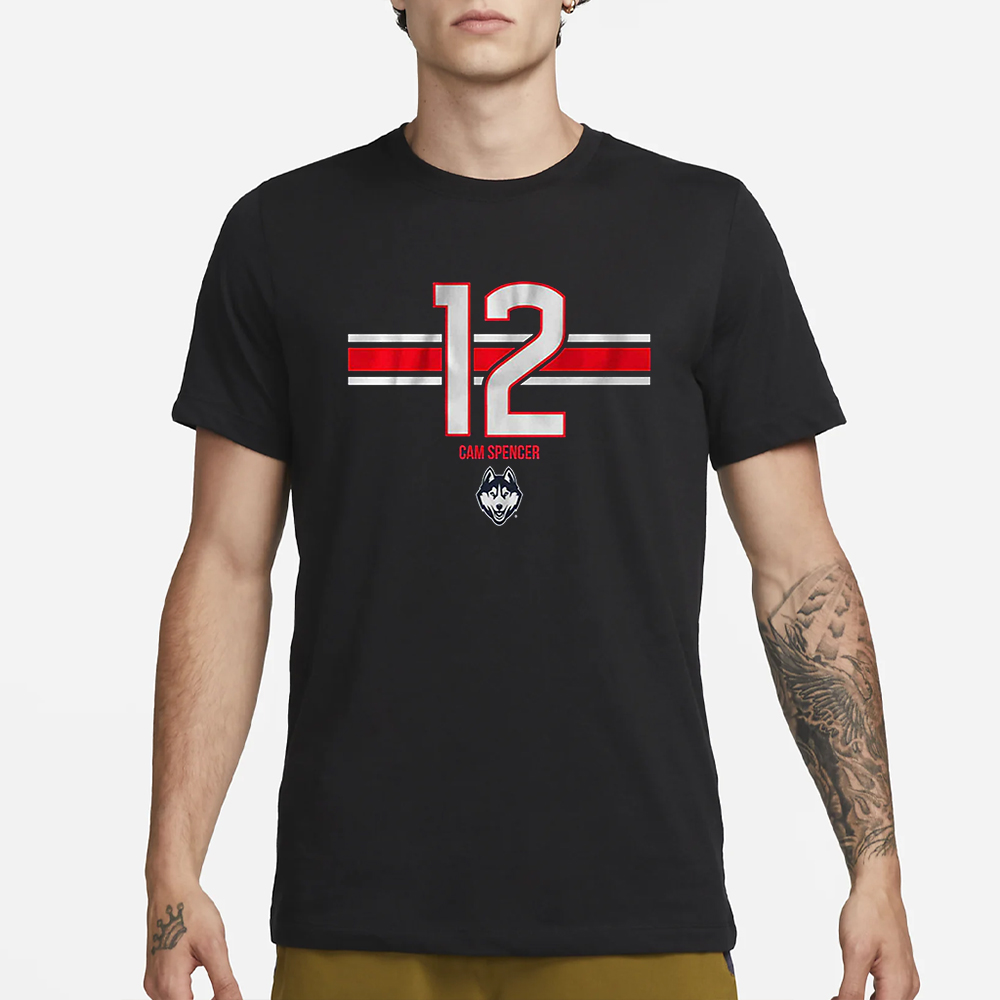Uconn Basketball Cam Spencer 12 T-Shirt 4 Uconn Basketball Cam Spencer 12 T-Shirt1