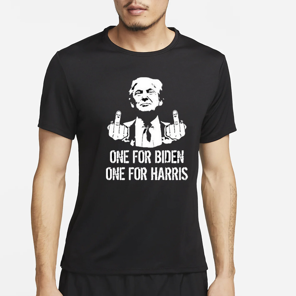 Trump Middle Finger One For Biden One For Harris T-Shirt 4 Trump Middle Finger One For Biden One For Harris T-Shirt2