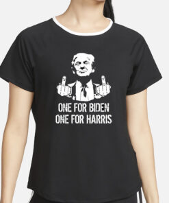 Trump Middle Finger One For Biden One For Harris T-Shirt45