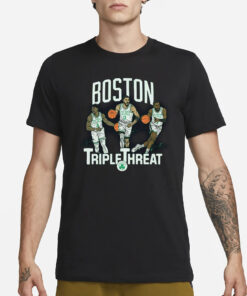 Celtics Triple Threat Holiday Tatum Brown T-Shirt3
