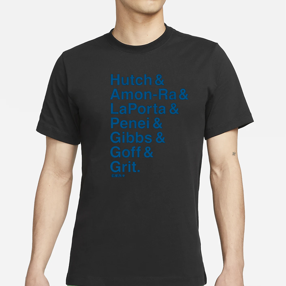 DETROIT AMPERSAND STARS: HUTCH & AMON-RA & LAPORTA & PENEI & GIBBS & GOFF & GRIT T-SHIRT 4 DETROIT AMPERSAND STARS HUTCH & AMON-RA & LAPORTA & PENEI & GIBBS & GOFF & GRIT T-SHIRT