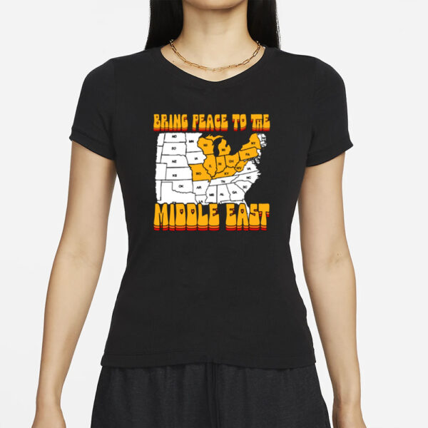 Funny Ahh Tees Bring Peace To The Middle East Usa Map T-Shirt