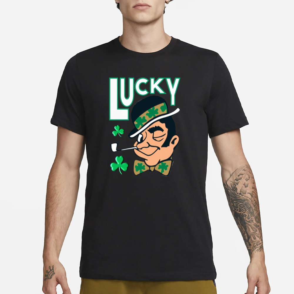 Jayson Tatum Wearing Lucky The Leprechaun Celtics T-Shirt 4 Jayson Tatum Wearing Lucky The Leprechaun Celtics T-Shirt1