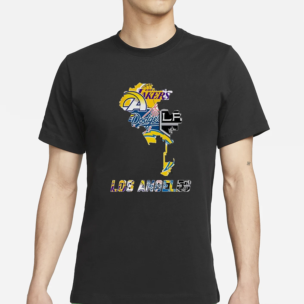 Los Angeles Map Sports Teams Logo T-Shirt 4 Los Angeles Map Sports Teams Logo T-Shirt