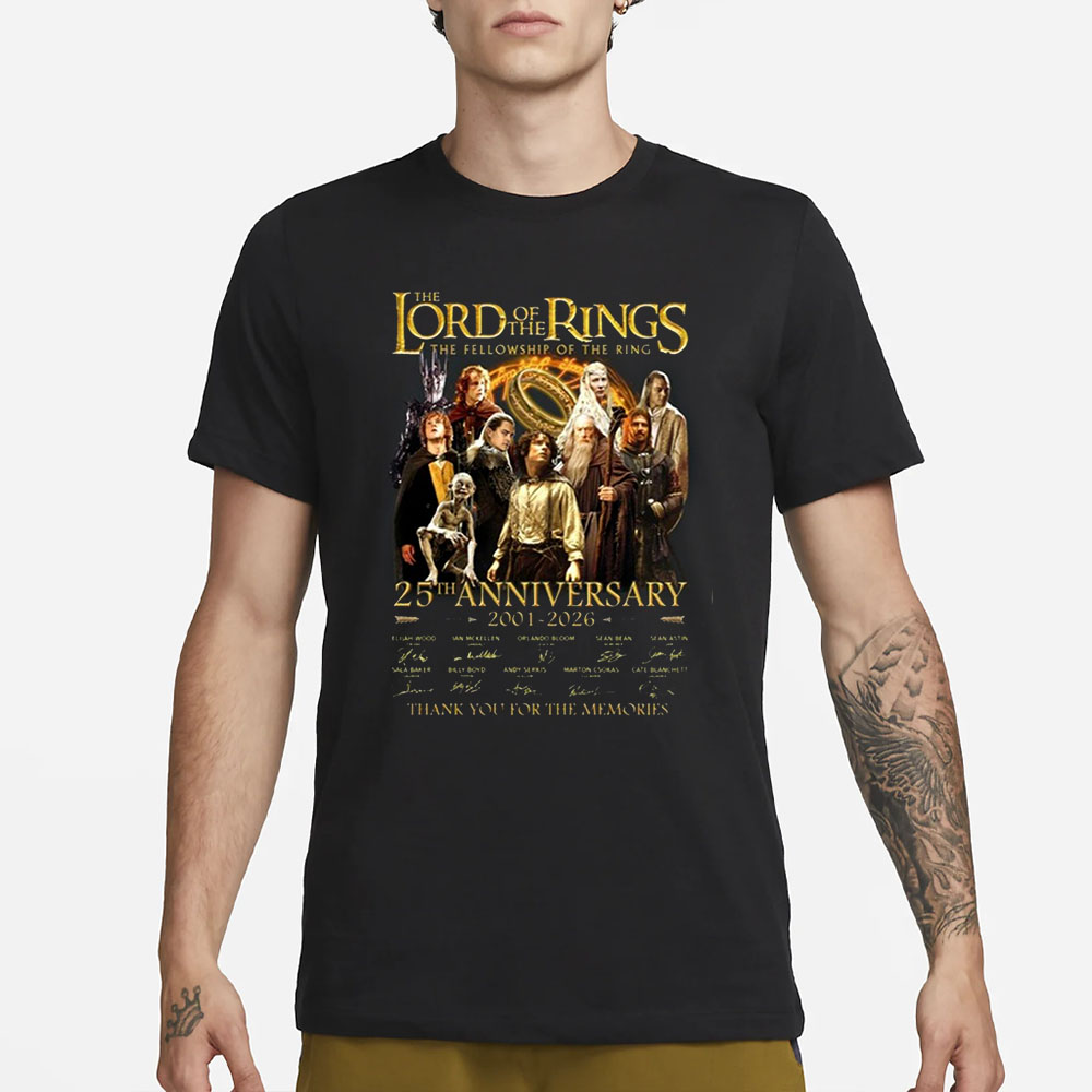 The Lord Of The Rings The Fellowship Of The Ring 25th Anniversary 2001-2026 Thank You For The Memories T-Shirt 4 The Lord Of The Rings The Fellowship Of The Ring 25th Anniversary 2001-2026 Thank You For The Memories T-Shirt1