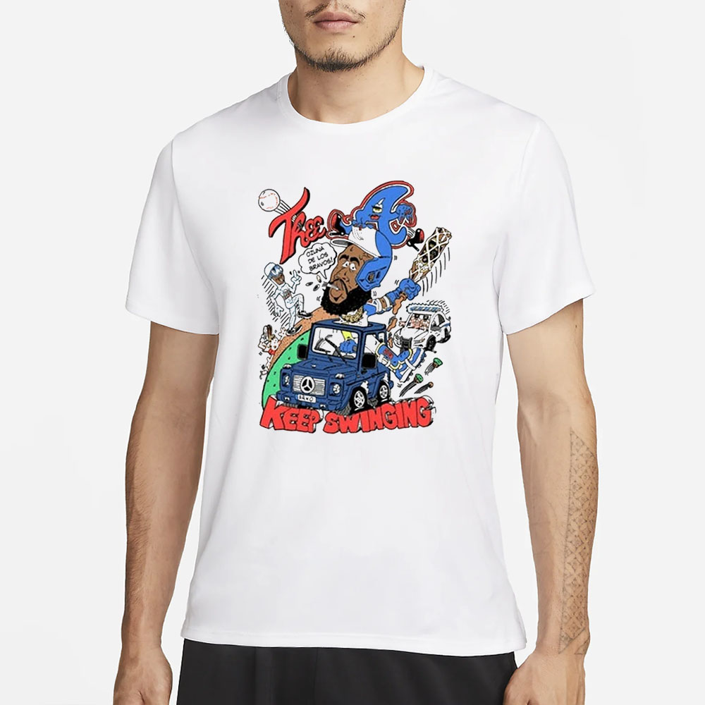 Three A Ozuna De Los Bravos Keep Swinging T-Shirt 4 Three A Ozuna De Los Bravos Keep Swinging T-Shirt1