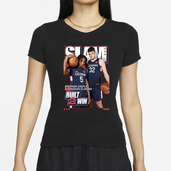 Dan Hurley Donovan Clingan And Stephon Castle Built 2 Win T-Shirts