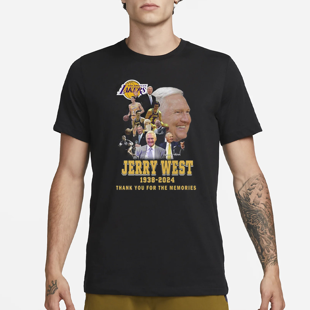 Los Angeles Lakers Jerry West 1938-2024 Thank You For The Memories T-Shirt 4 Los Angeles Lakers Jerry West 1938-2024 Thank You For The Memories T-Shirt1
