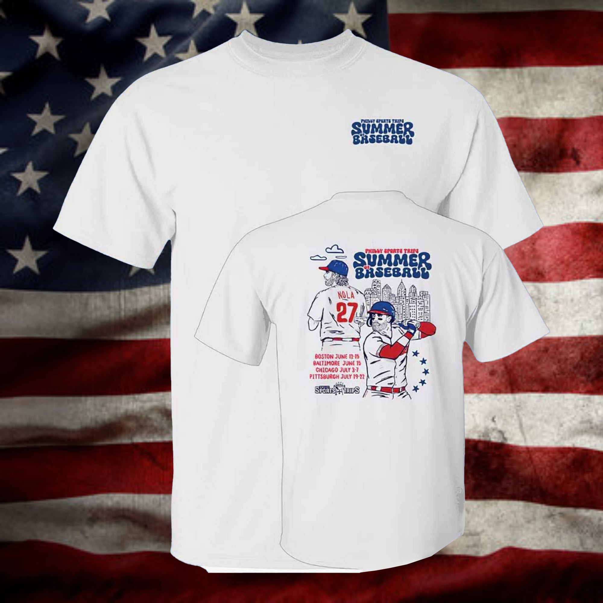 Philly Sports Trips Summer Of Baseball 2024 T-Shirt 2 Philly Sports Trips Summer Of Baseball 2024 T-Shirt