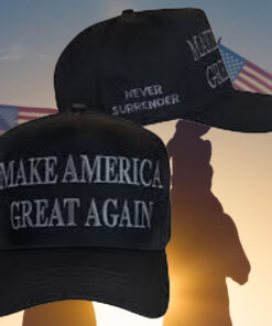 TRUMP NEVER SURRENDER BLACK MAGA HAT Make America Great Again 2024