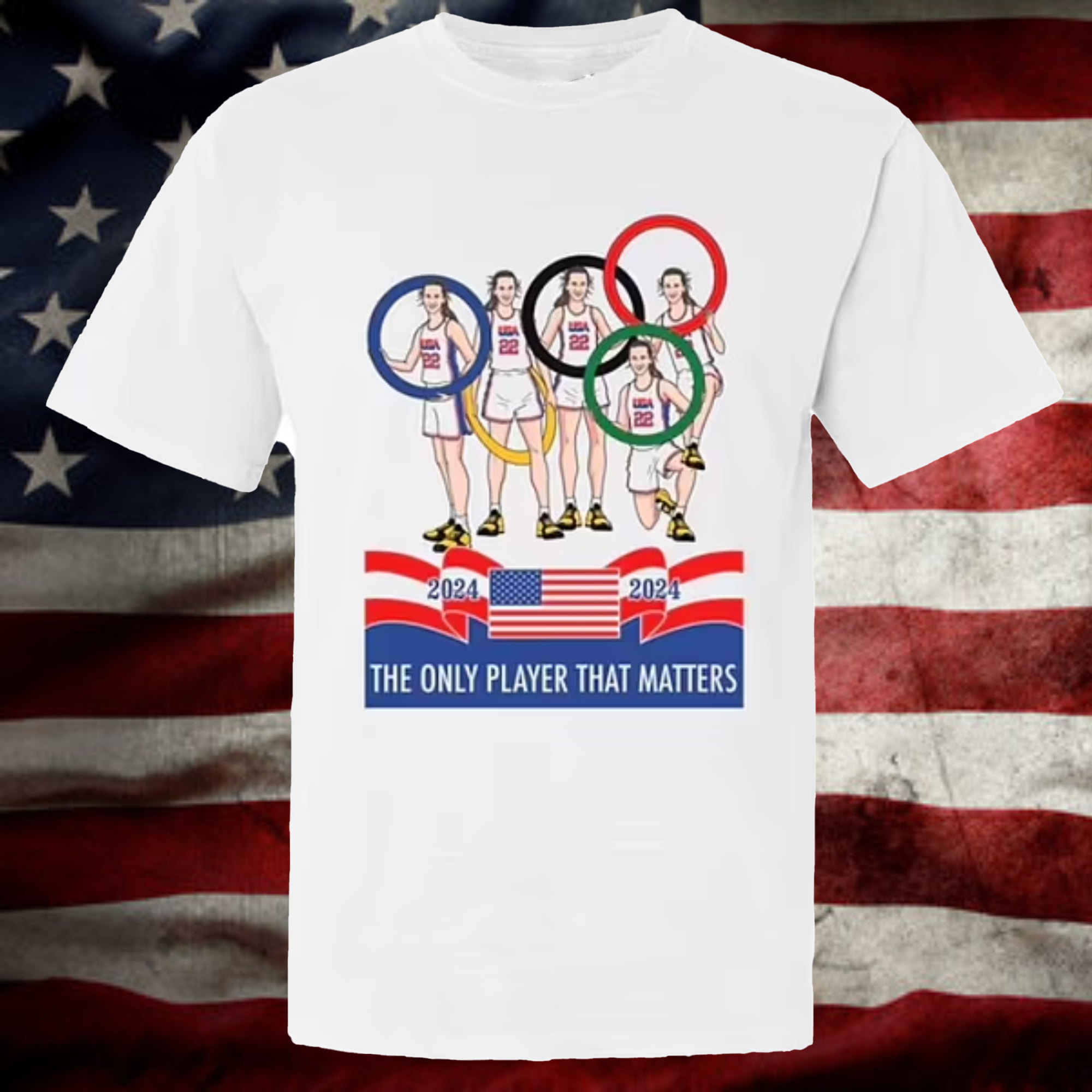 The T-Shirt Shows Clark Holding The Olympic Rings With The Tagline 'The Only Player That Matters' 2 The T-Shirt Shows Clark Holding The Olympic Rings With The Tagline 'The Only Player That Matters'