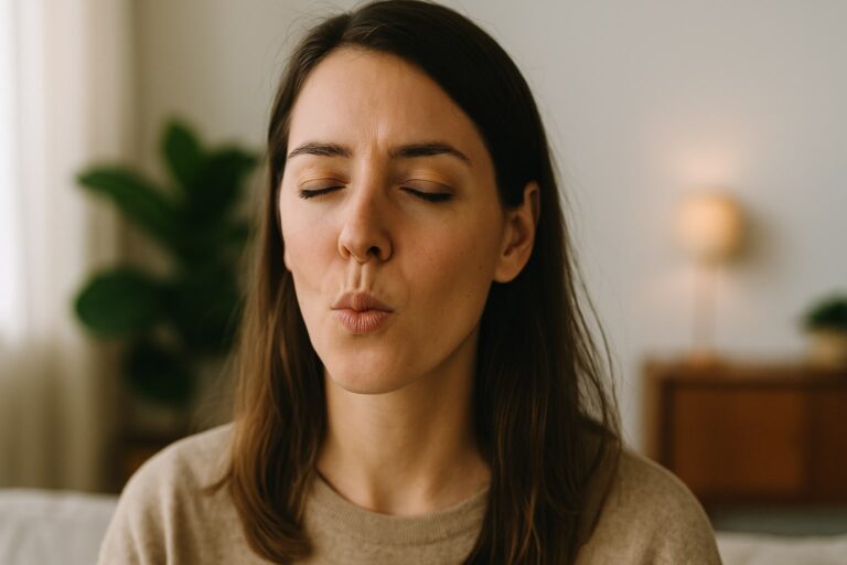 Deep breathing exercise for relaxation and stress relief at Breathe First.