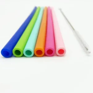 Brightly coloured silicone straws ideal for sustainable hydration and reducing plastic waste.