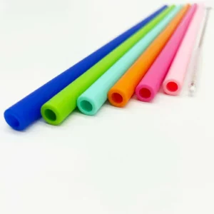 Colourful silicone reusable straws for eco-friendly drinking solutions.