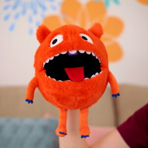 Cute plush monster toy for kids with sensitive skin.