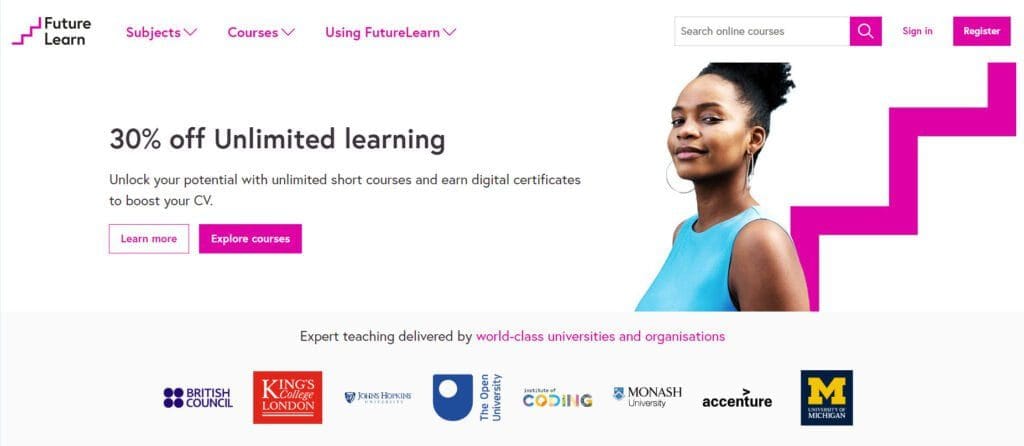 FutureLearn Home page image - FutureLearn is best for Online UK Courses and Degrees