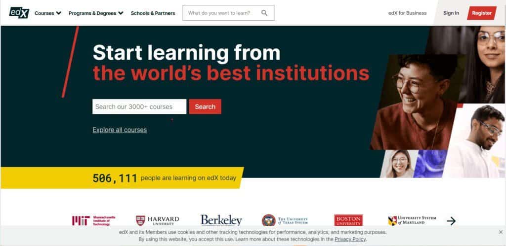 edX Home page image - edX is best Among Coursera Competitors for Online Degrees and STEM