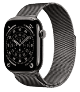 An image of the Apple Watch Series 11 Slate Titanium.