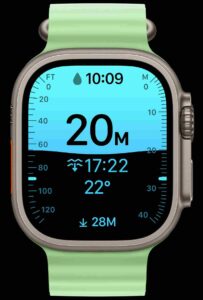 An image of the Apple Watch Ultra 3 natural titanium with a light green band. Apple Watch Ultra 3 is the best ADHD Watch for active lifestyles and durability.
