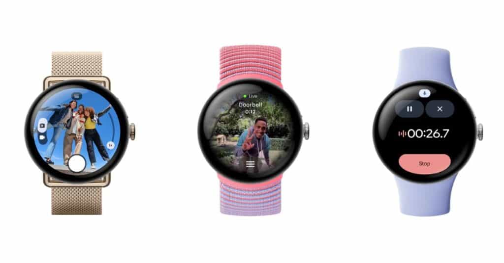 An image of three different Google Pixel Watch 4s with different bands and colours.  The Google Pixel Watch 4 is the best ADHD Watch for Android users. 