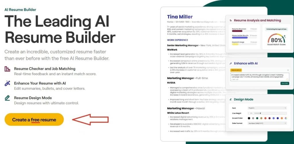 An image or Teal's home page. I have highlighted Teal's free plan in the image. Teal is the one of the best AI CV Builders featured in this blog. It is the Best AI CV Builders for comprehensive job search management.