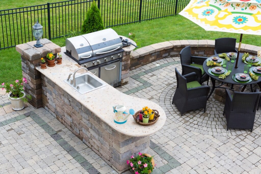 custom brick outdoor kitchen