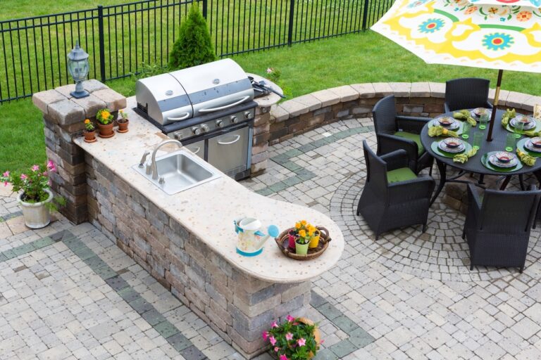 custom brick outdoor kitchen