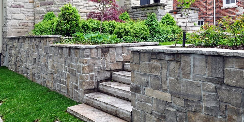Stone Retaining Wall With Steps