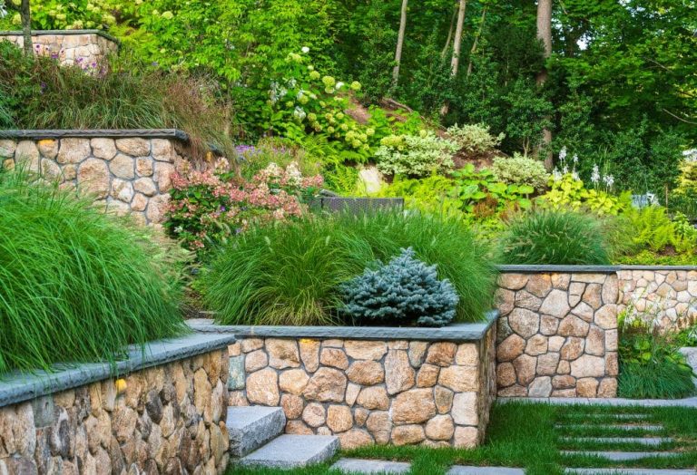Tiered Stone Retaining Wall
