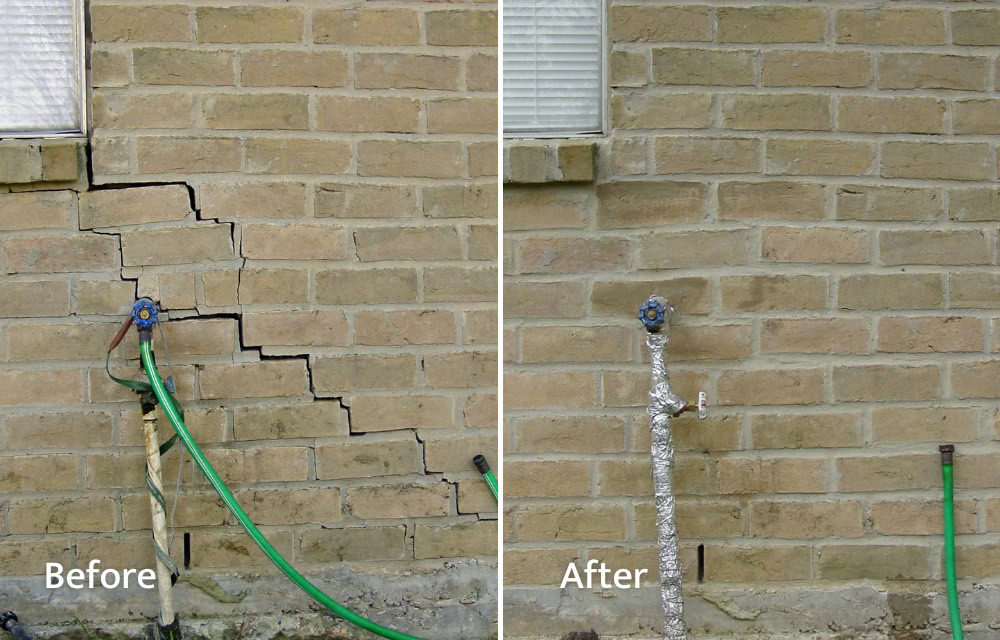 Brick Crack Below Window Before and After