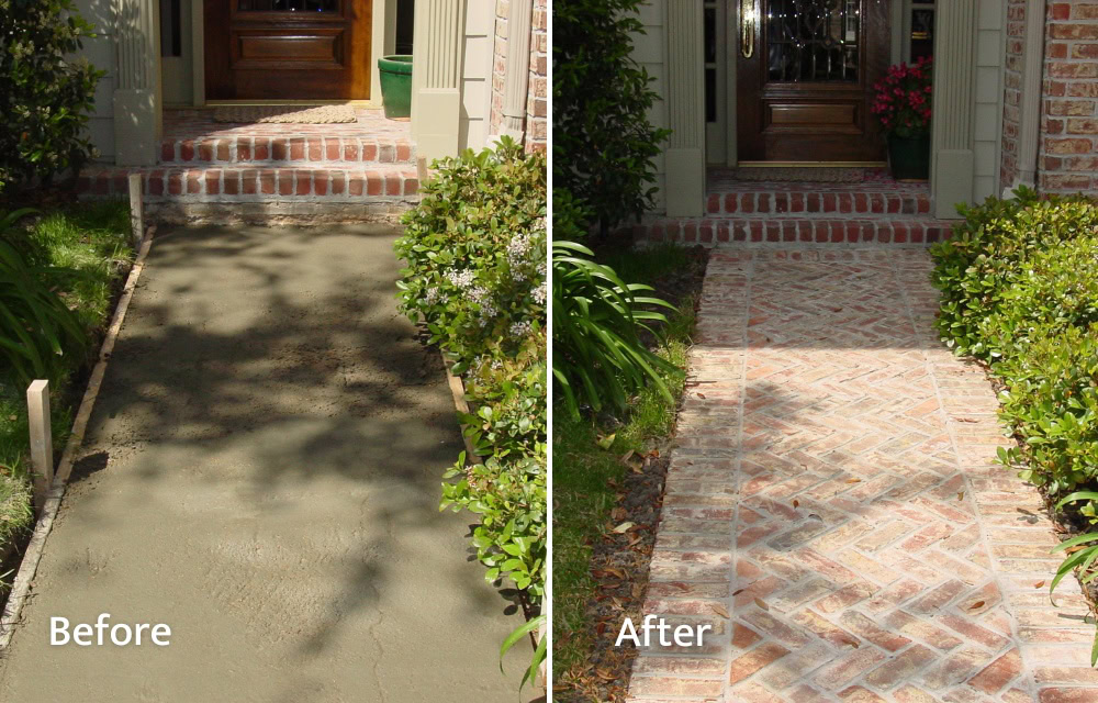 Brick Walkway Installation Before and After