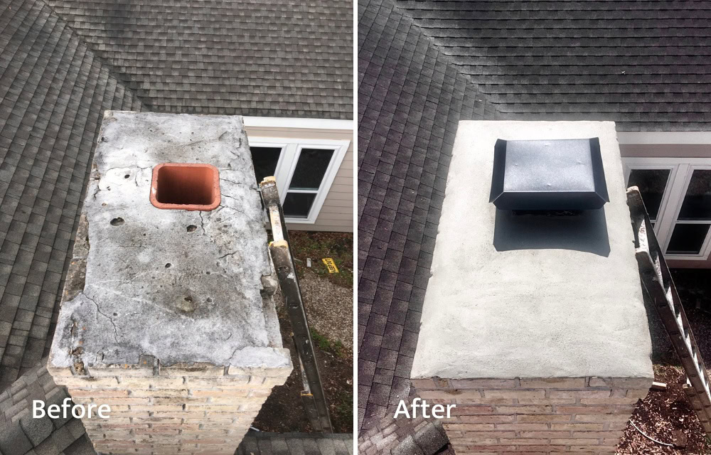 Chimney Crown Repair Before and After