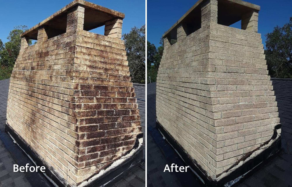 Chimney Pressure Washing Before and After