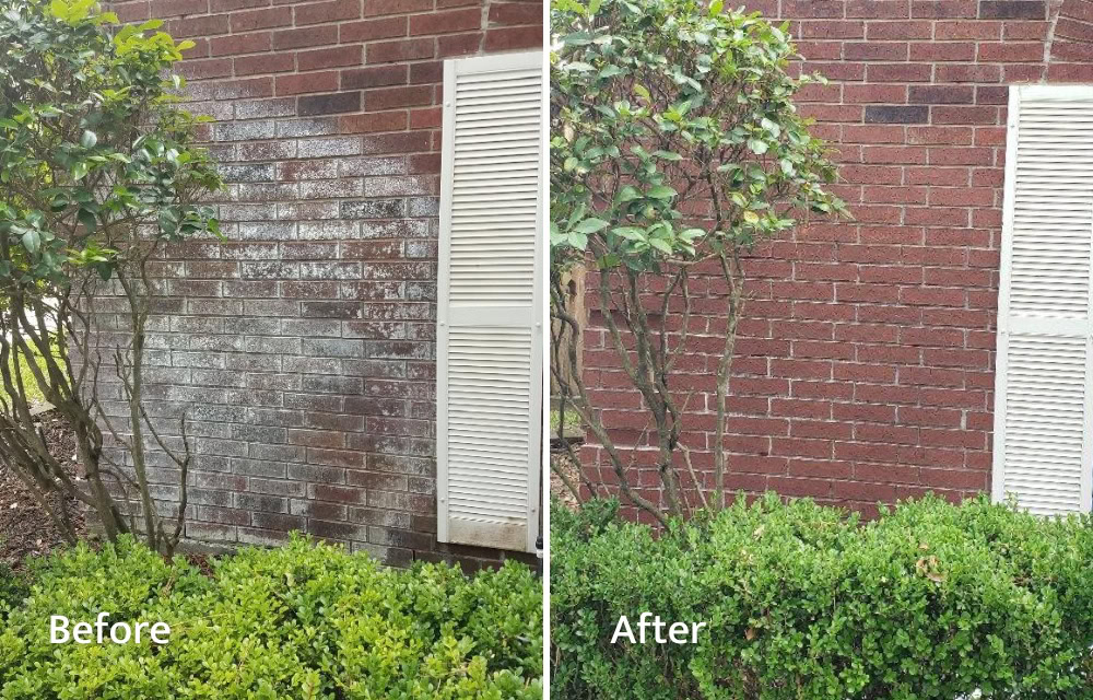 Efflorescence Staining on Brick Before and After