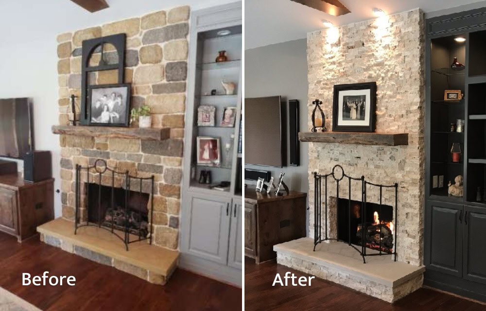 Fireplace Remodel Before and After