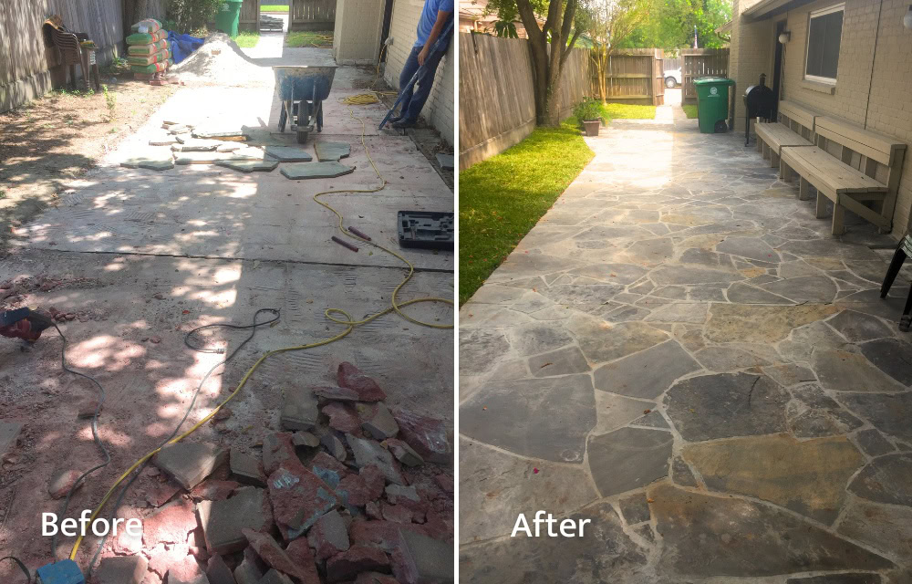 Flagstone Patio Install Before and After