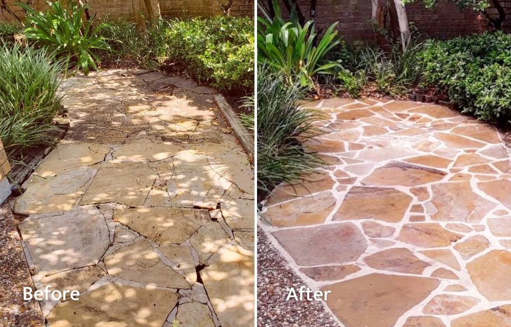 Flagstone Repair Before and After