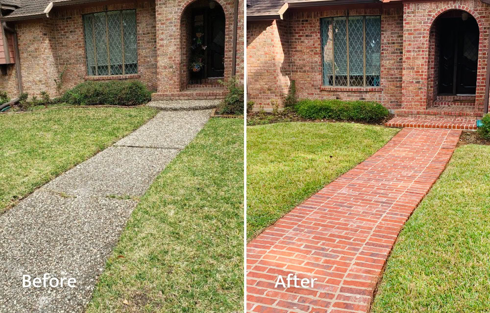 Front Brick Walkway Before and After