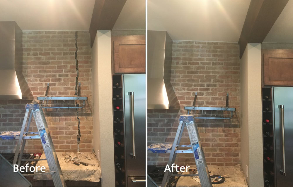 Interior Brick Crack Repair Before and After