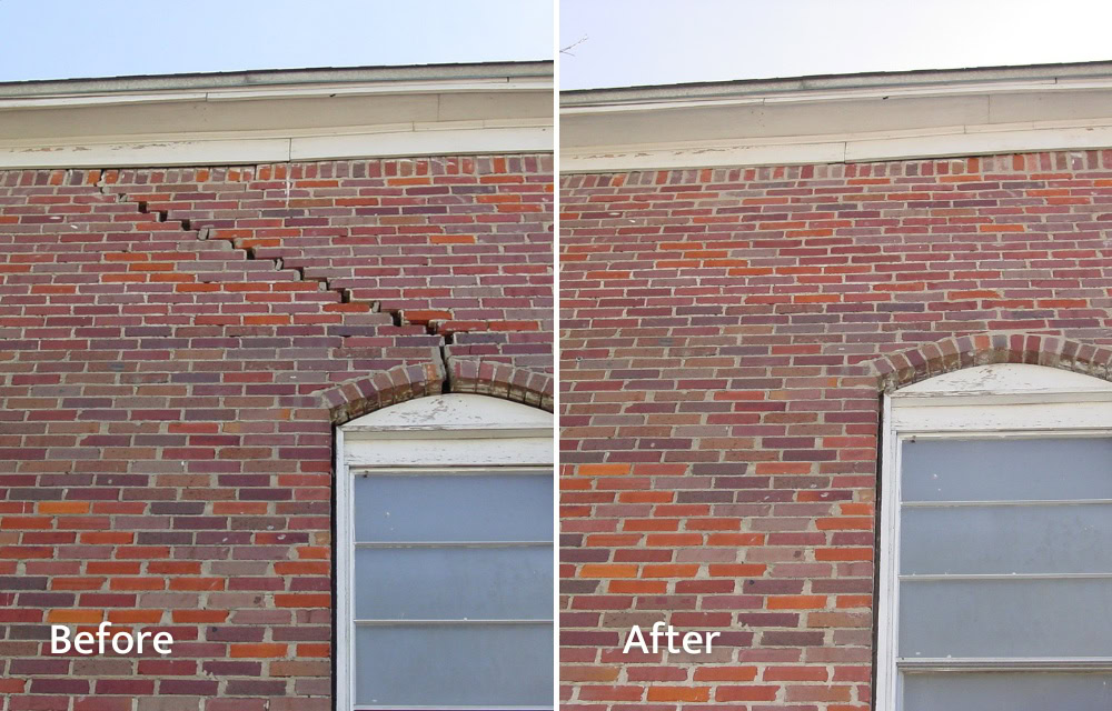 Large Crack Above Window Repair Before and After
