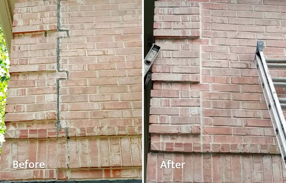 Mismatched Mortar Brick Repair Before and After