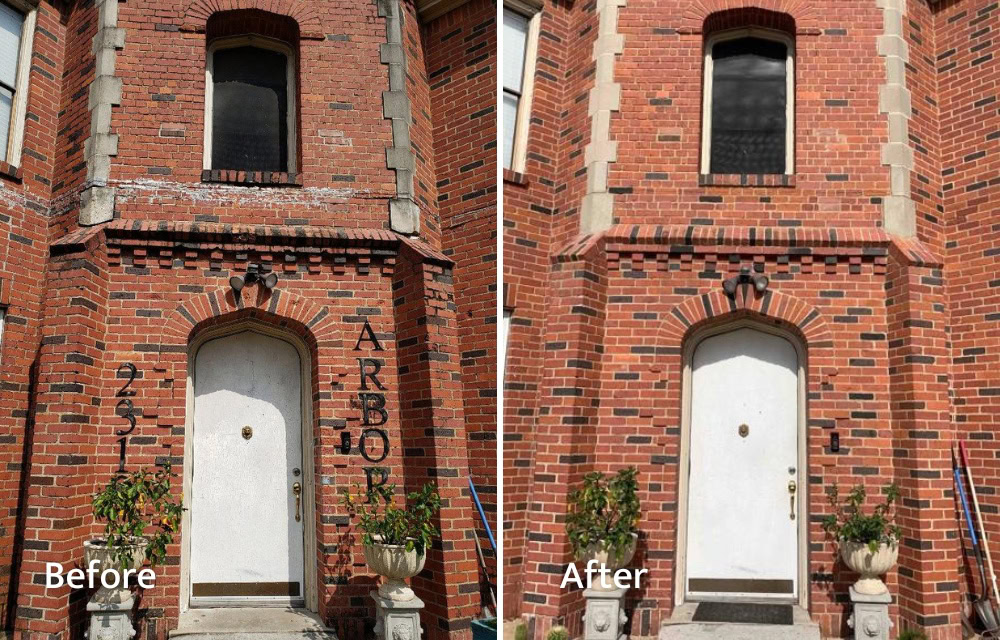 Mismatched Mortar Repair on Brick Before and After