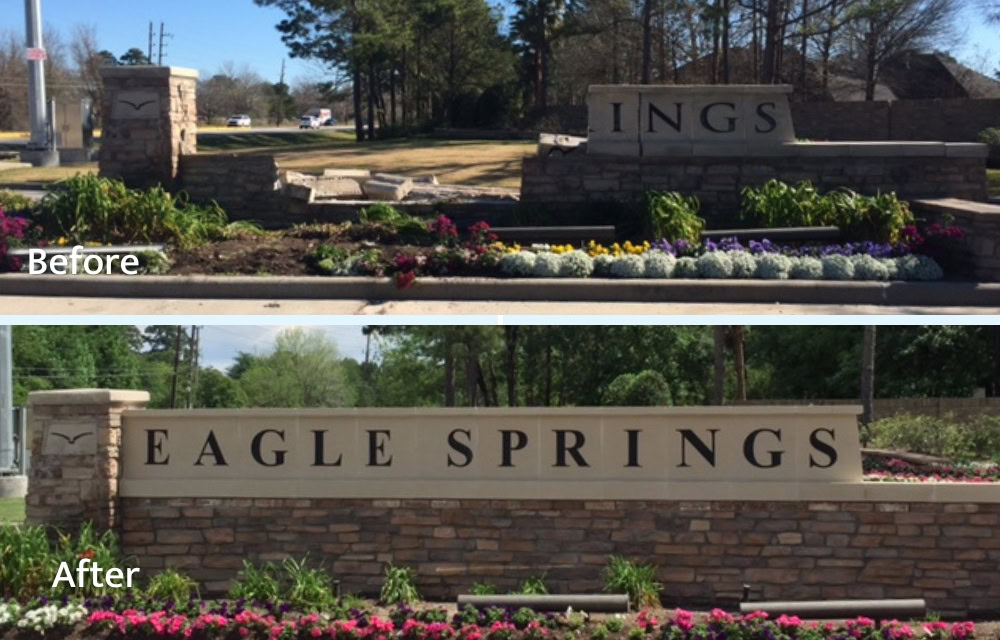 Monument Sign Repair Before and After