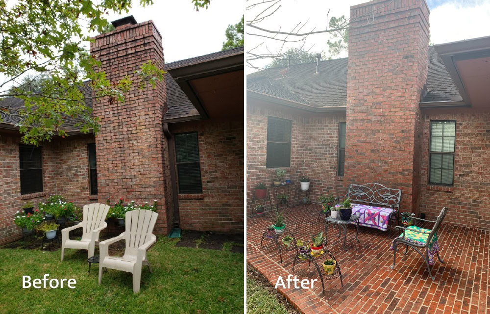 Brick Patio Paver Installation Before and After